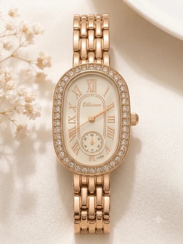 Rose_gold_Stainless_Steel_Gold_Plated_18_Carat_Watch_For_Women