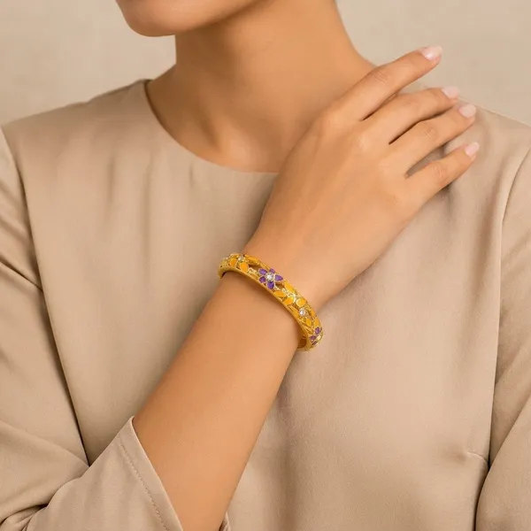 Multicolor_Stainless_Steel_Gold_Plated_18_Carat_Bangle_For_Women
