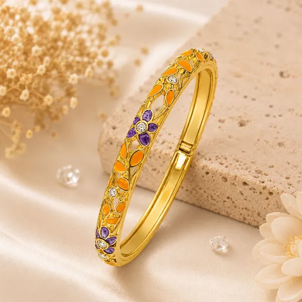 Multicolor_Stainless_Steel_Gold_Plated_18_Carat_Bangle_For_Women