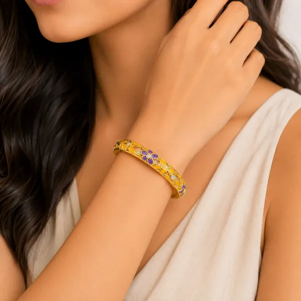 Multicolor_Stainless_Steel_Gold_Plated_18_Carat_Bangle_For_Women