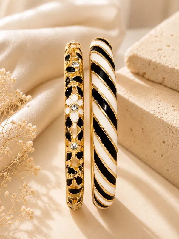 Multicolor_Stainless_Steel_Gold_Plated_18_Carat_Bangle_Set_For_Women