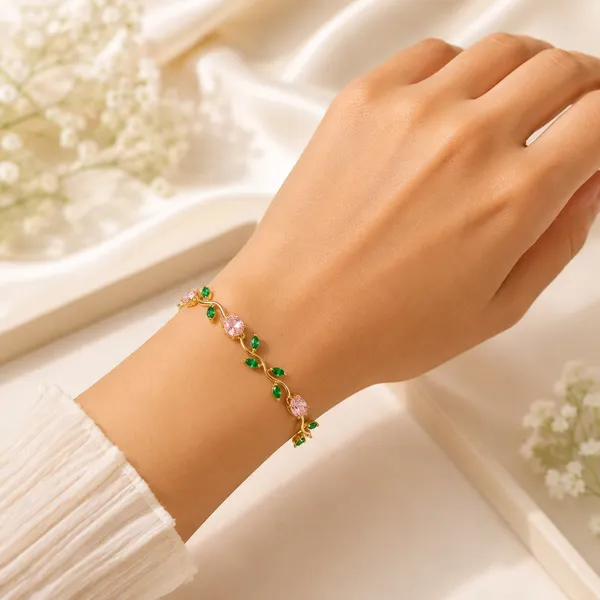 Golden_Stainless_Steel_Gold_Plated_18_Carat_Bracelet_For_Women