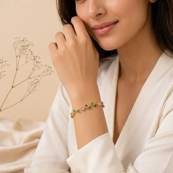 Golden_Stainless_Steel_Gold_Plated_18_Carat_Bracelet_For_Women
