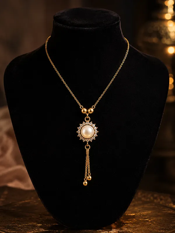 Gold_Finish_Pearl_CZ_Necklace_for_Women