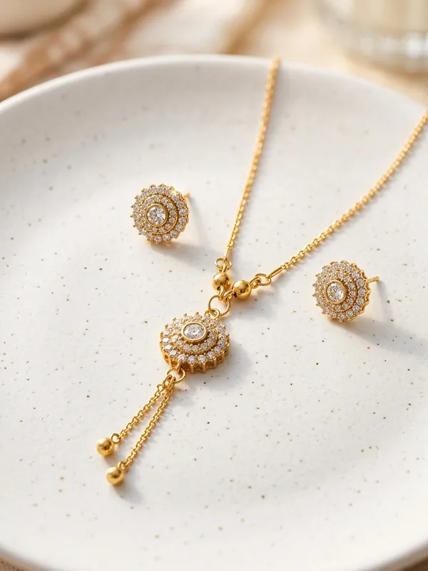Gold_Finish_Round_CZ_Necklace_Set