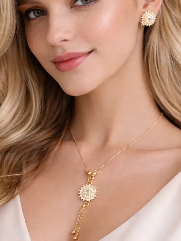Gold_Finish_Round_CZ_Necklace_Set