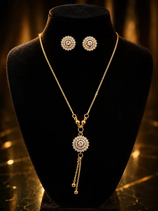 Gold_Finish_Round_CZ_Necklace_Set