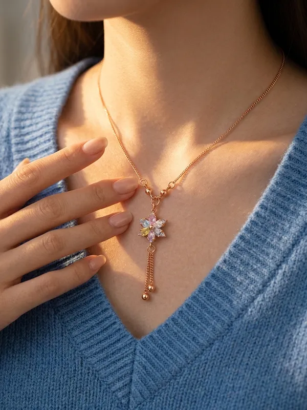 Pastel_Floral_Charm_Gold_CZ_Necklace