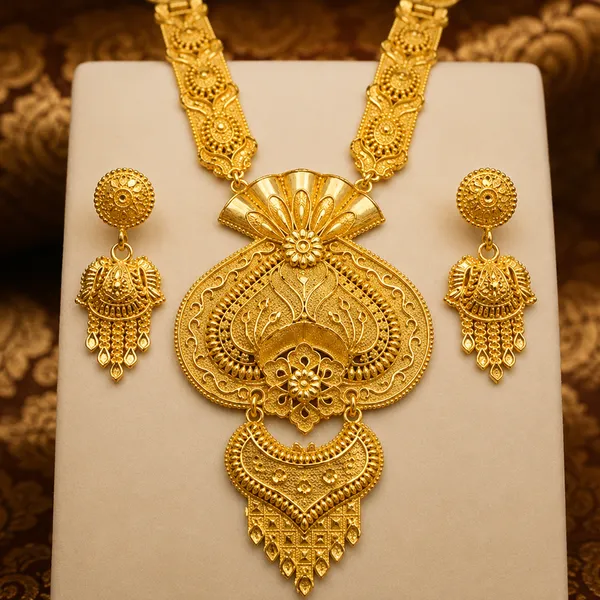 Gold_Alloy_Ethnic_Filigree_Long_Necklace_And_Earrings_Set_For_Women