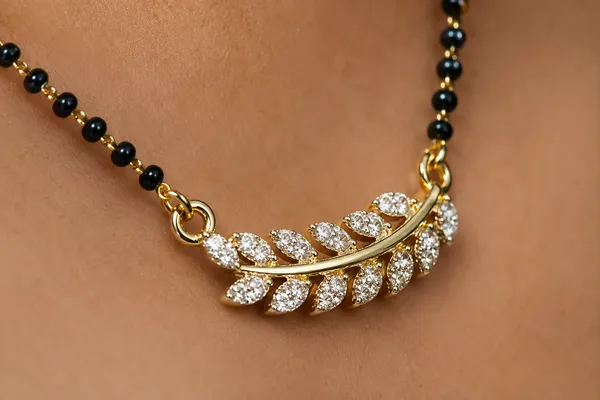 Gold_Brass_Black_Beaded_Leaf_Pendant_Mangalsutra_For_Women