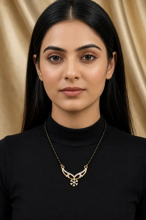 Gold_Brass_Black_Beaded_American_Diamond_Mangalsutra_For_Women