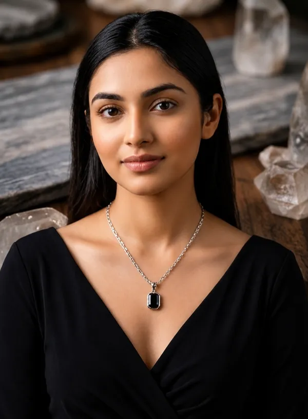 Silver_Brass_Black_Stone_Pendant_Chain_For_Women