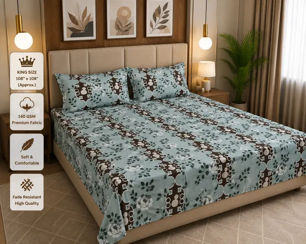 Multicolor_Cotton_Bedsheet_With_Pillow_Cover_For_Bedroom