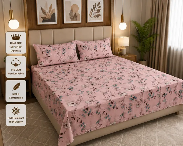 Pink_Cotton_Bedsheet_With_Pillow_Cover_For_Bedroom