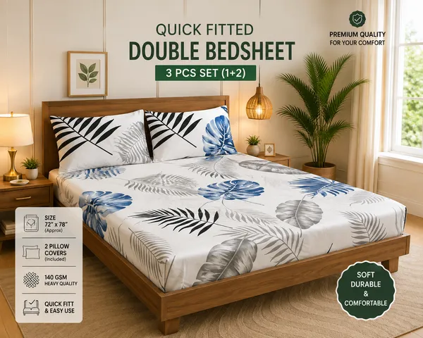 White_Cotton_Bedsheet_With_Pillow_Cover_For_Bedroom