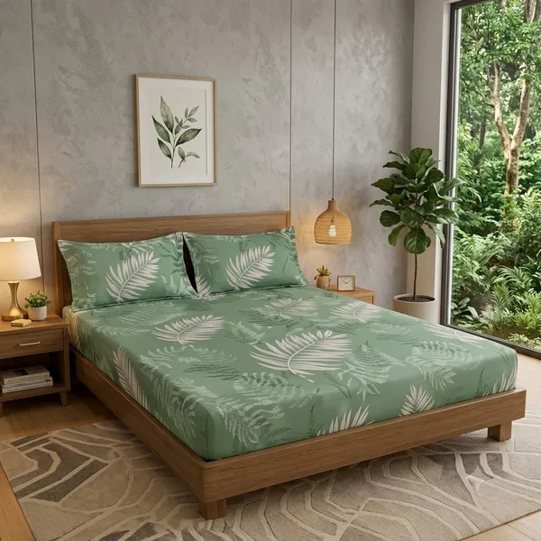 Green_Cotton_Bedsheet_With_Pillow_Cover_For_Bedroom