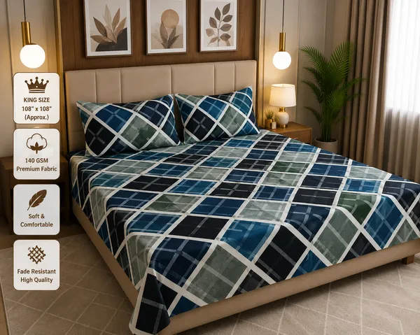 Multicolor_Cotton_Bedsheet_With_Pillow_Cover_For_Bedroom