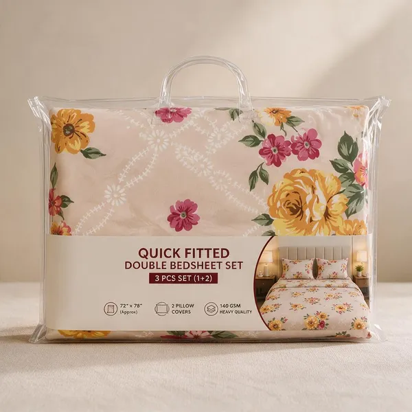 Cream_Cotton_Bedsheet_With_Pillow_Cover_For_Bedroom