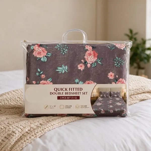 Charcoal_Brown_Cotton_Bedsheet_With_Pillow_Cover_For_Bedroom