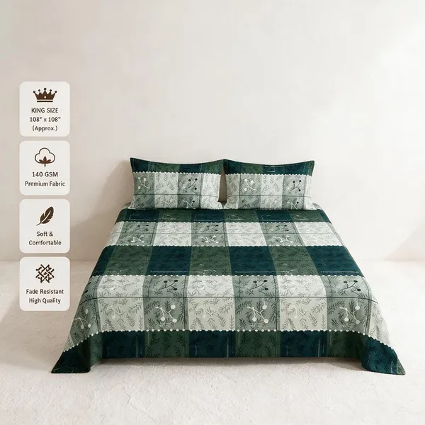 Green_Cotton_Bedsheet_With_Pillow_Cover_For_Bedroom