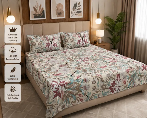 Multicolor_Cotton_Bedsheet_With_Pillow_Cover_For_Bedroom