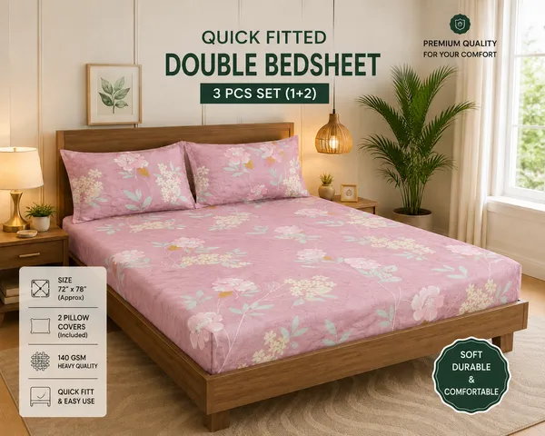 Pink_Cotton_Bedsheet_With_Pillow_Cover_For_Bedroom