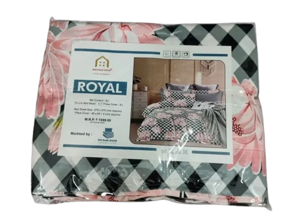 Black_And_Pink_Cotton_Bedsheet_With_Pillow_Cover_For_Bedroom