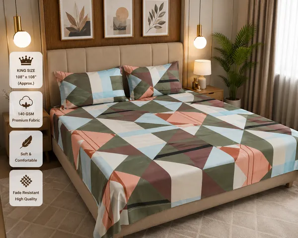 Multicolor_Cotton_Bedsheet_With_Pillow_Cover_For_Bedroom