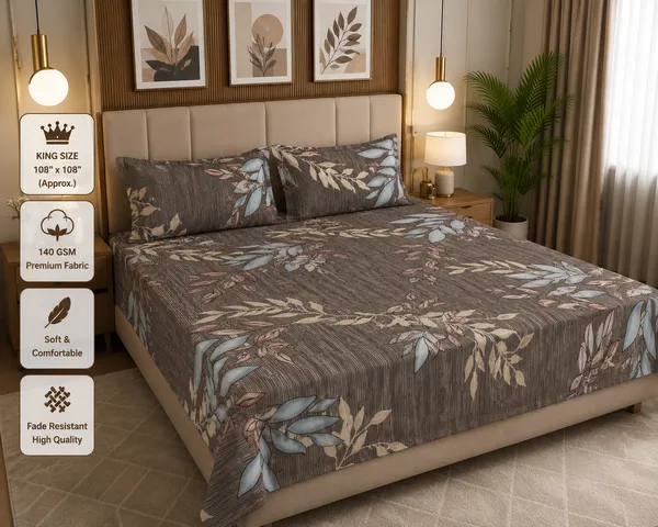 Brown_Cotton_Bedsheet_With_Pillow_Cover_For_Bedroom