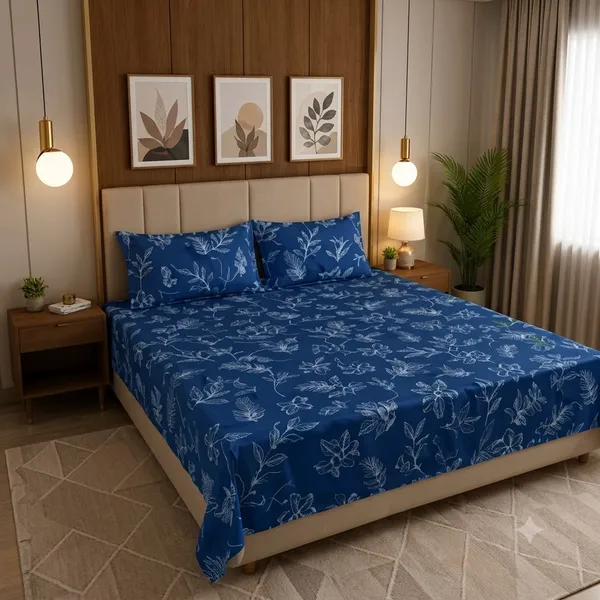 Blue_Cotton_Bedsheet_With_Pillow_Cover_For_Bedroom