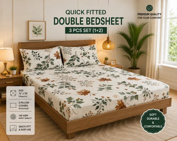 White_Cotton_Bedsheet_With_Pillow_Cover_For_Bedroom