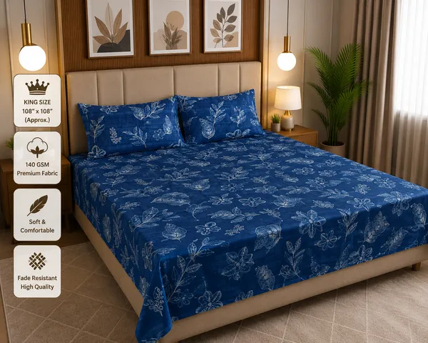 Blue_Cotton_Bedsheet_With_Pillow_Cover_For_Bedroom