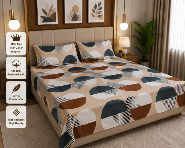 Cream_Cotton_Bedsheet_With_Pillow_Cover_For_Bedroom