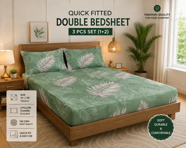 Green_Cotton_Bedsheet_With_Pillow_Cover_For_Bedroom