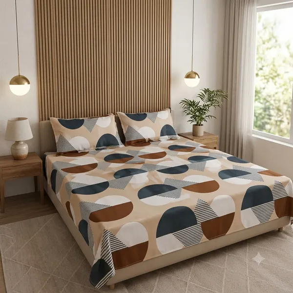 Cream_Cotton_Bedsheet_With_Pillow_Cover_For_Bedroom