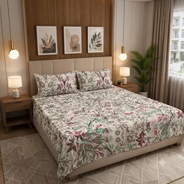Multicolor_Cotton_Bedsheet_With_Pillow_Cover_For_Bedroom