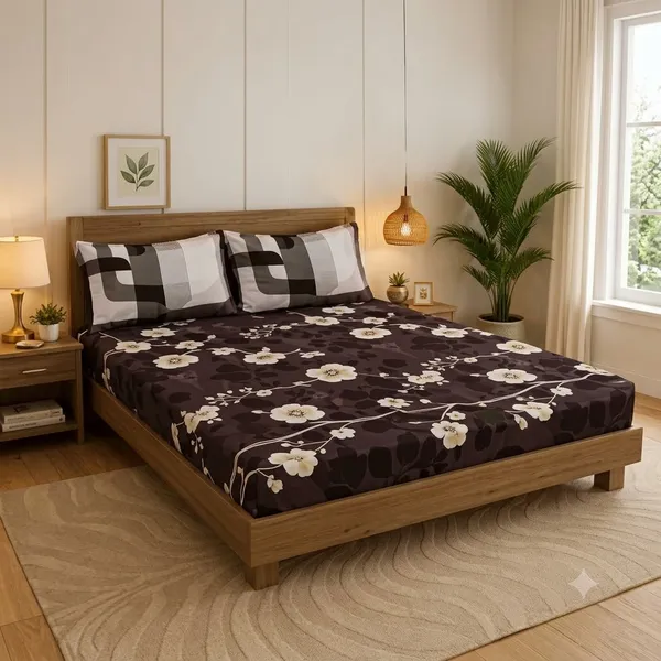 Brown_Cotton_Bedsheet_With_Pillow_Cover_For_Bedroom