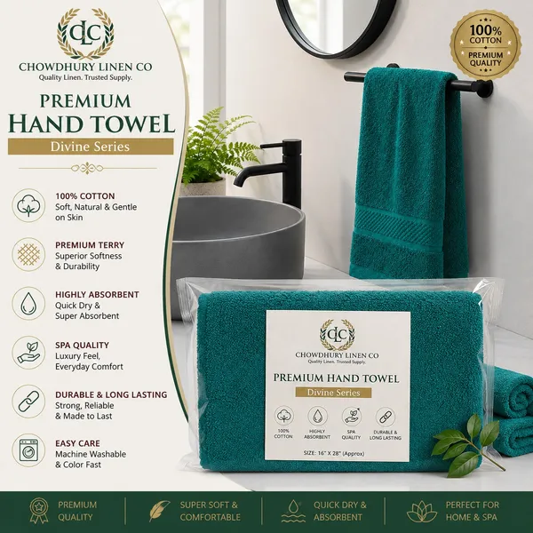 Teal_Pure_cotton_Hand_towel_For_Bathroom