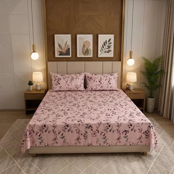 Pink_Cotton_Bedsheet_With_Pillow_Cover_For_Bedroom