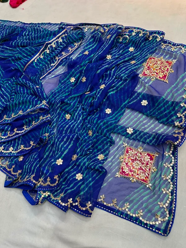 Blue_Lehriya_Gotta_Border_Georgette_Saree