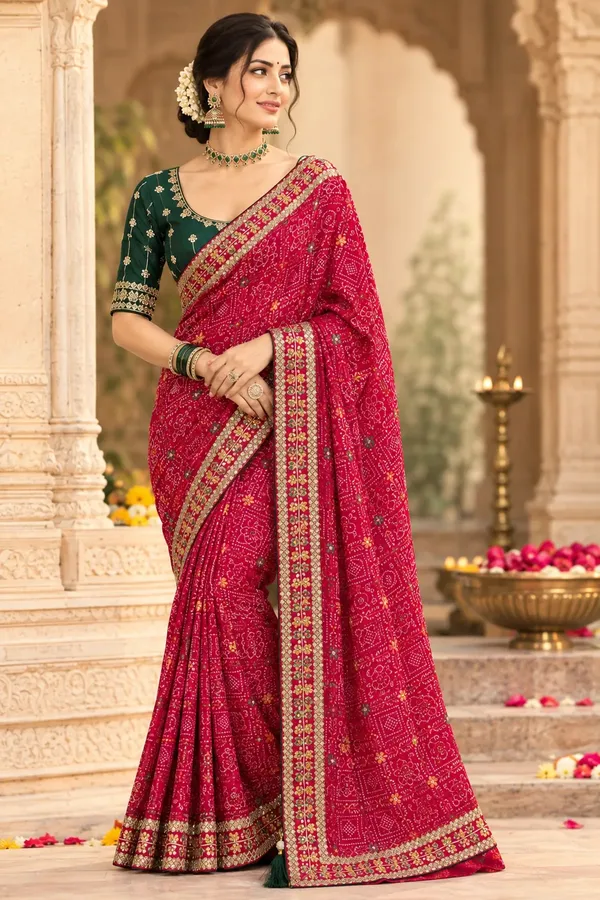 Pink_Garchola_Print_Bandhani_Saree_5.5_mtr_Saree_with_.80_mtr_blouse