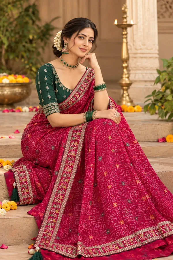 Pink_Garchola_Print_Bandhani_Saree_5.5_mtr_Saree_with_.80_mtr_blouse