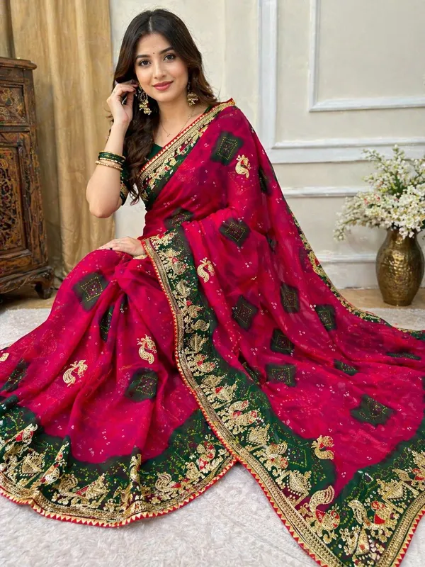 Bandhani_Traditional_Border_Work_Soft_Georgette_Saree_with_Blouse
