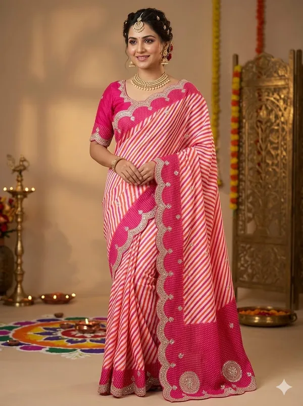 Off_White_And_Pink_HO_Silk_Gotta_Border_Saree