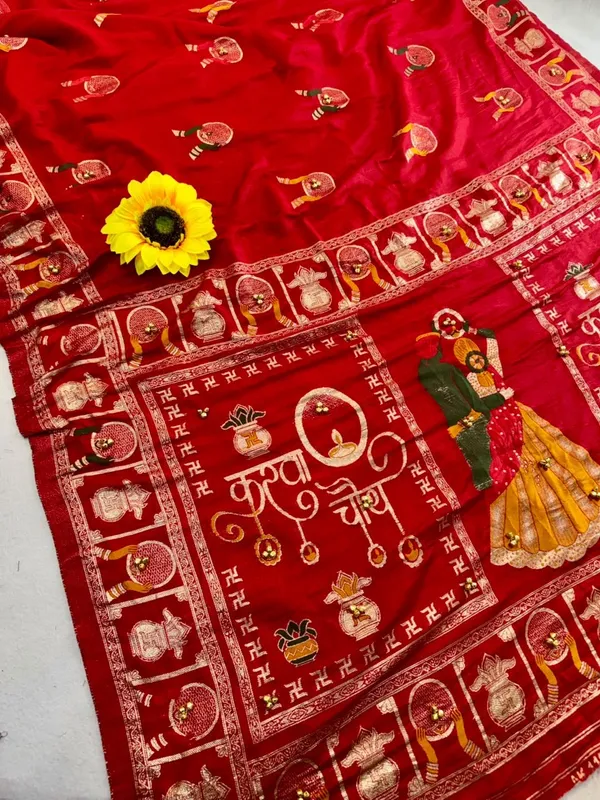 Red_Ghunghroo_Dola_silk_Karvachauth_Saree