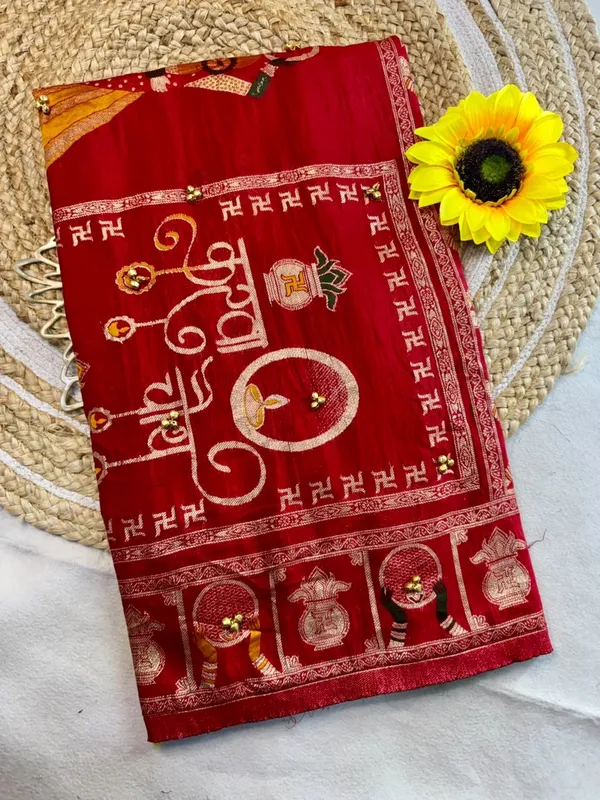 Red_Ghunghroo_Dola_silk_Karvachauth_Saree