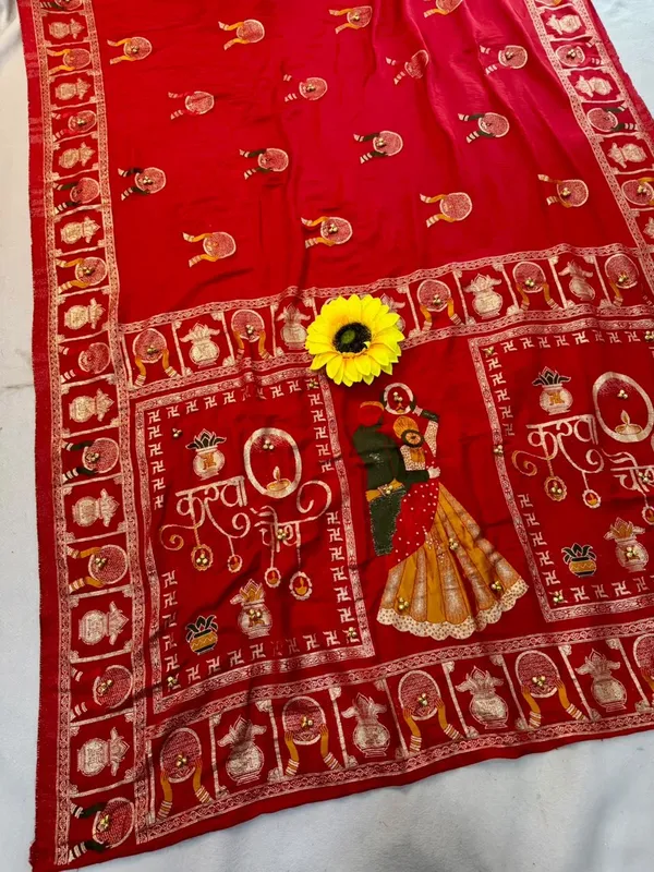 Red_Ghunghroo_Dola_silk_Karvachauth_Saree