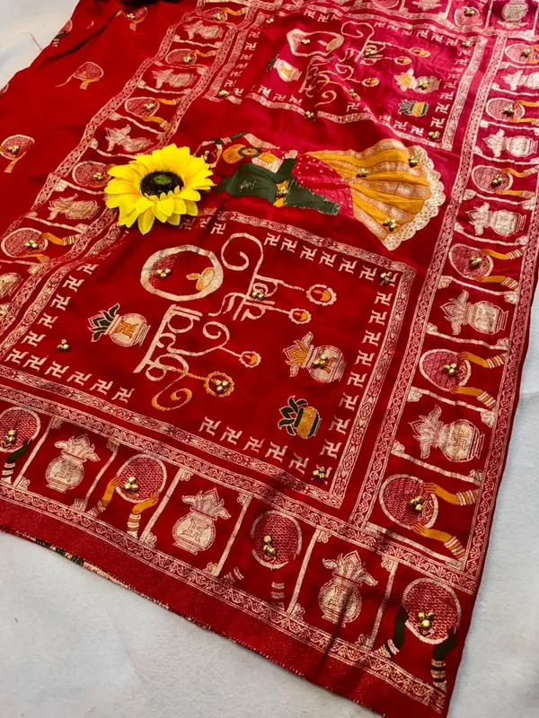Red_Ghunghroo_Dola_silk_Karvachauth_Saree