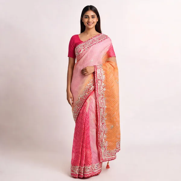 Pink_Orange_Lehriya_GotaWork_Ho_Silk_Saree