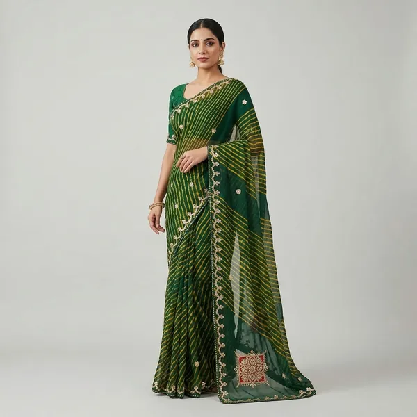 Green_Lehriya_Gotta_Patti_border_Saree
